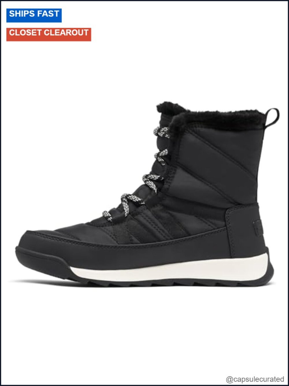 Waterproof Winter Lace-Up Boots Microfleece Lined Faux Fur Trim Snow Boots